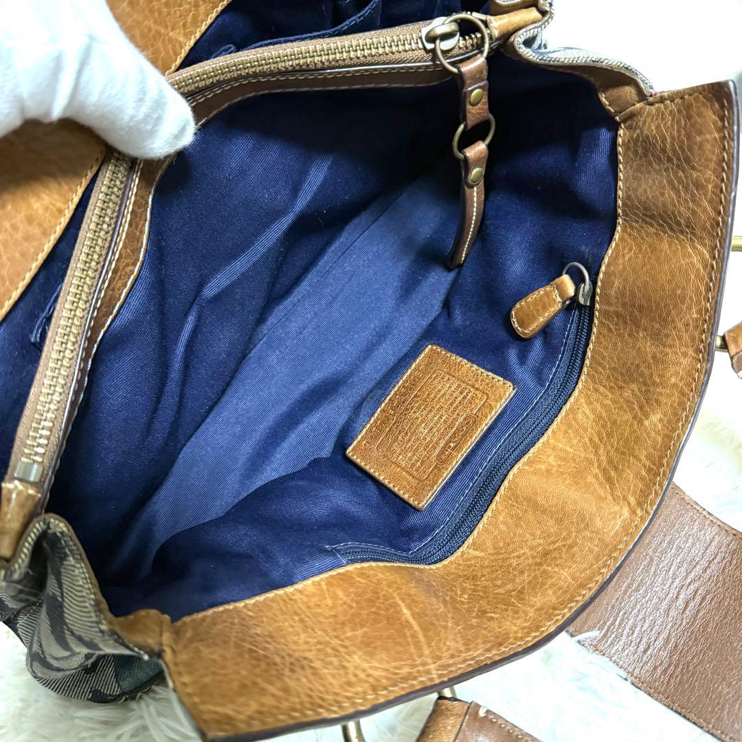 【希少】コーチ　パッチワーク ハンドバッグ ターソロック　デニム 青　10816