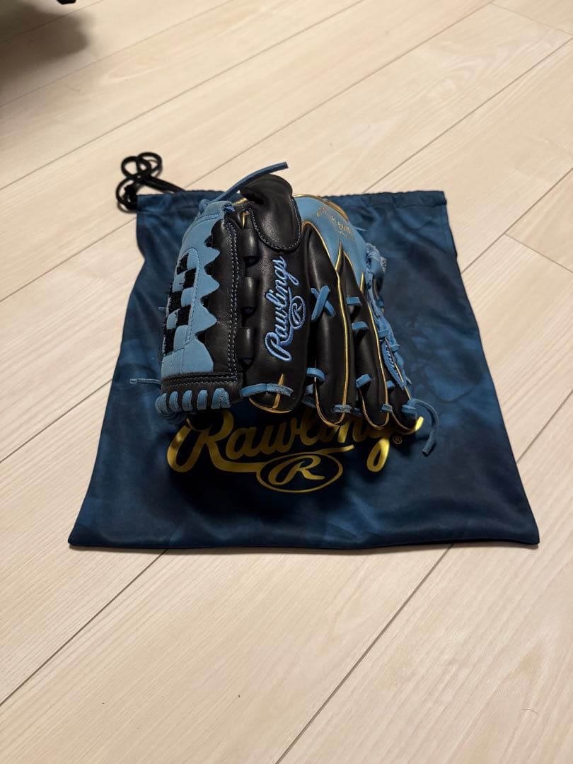 Rawlings 軟式グローブ 青/黒 収納袋付き