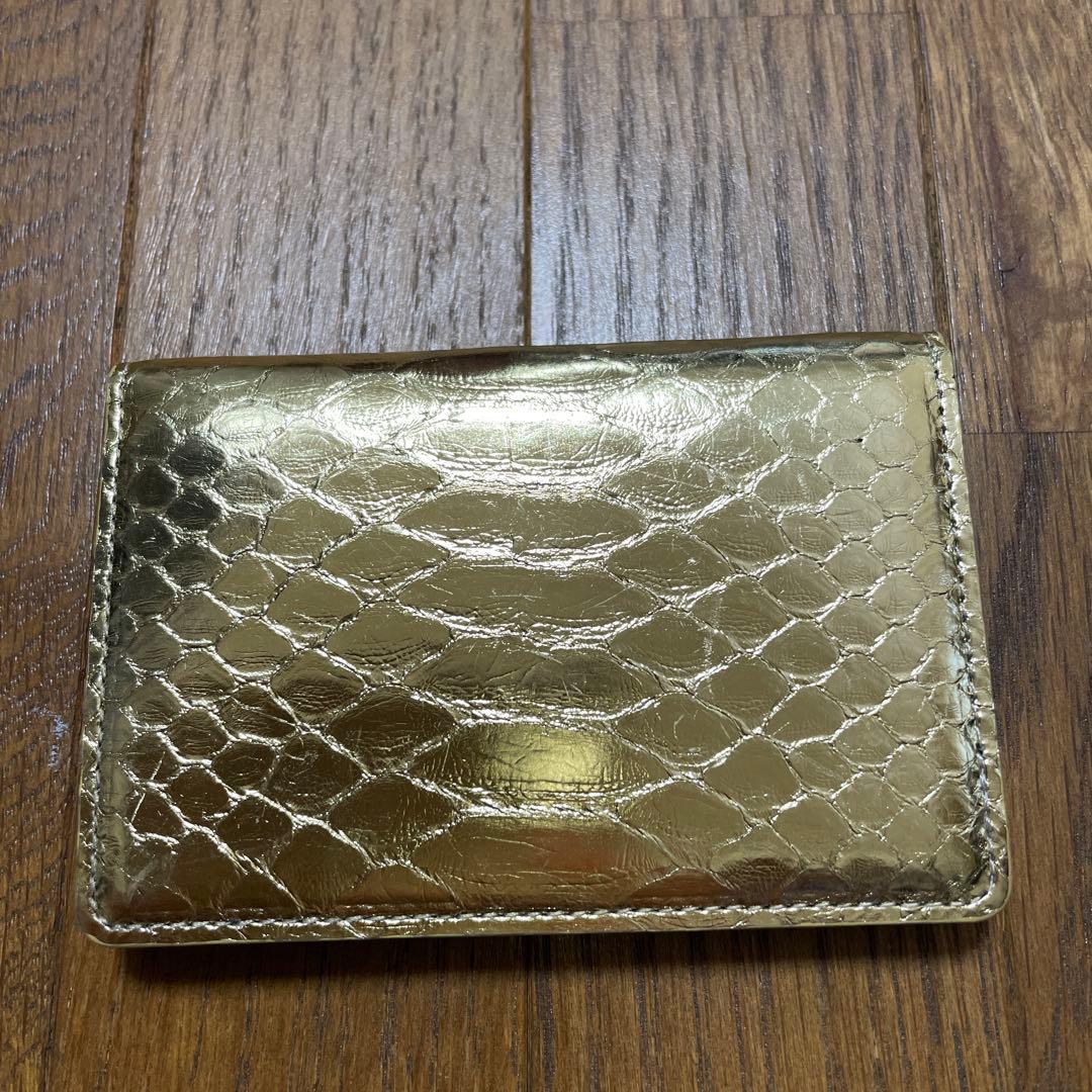 ゴールドレザー名刺入れ ヘビ柄　池田工芸