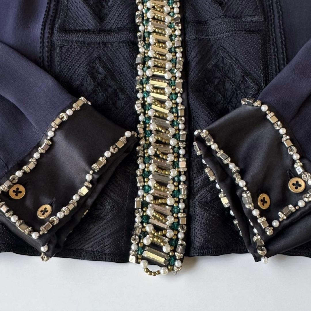 希少✨ドリスヴァンノッテン シルクブラウス　ビジュー装飾 　刺繍