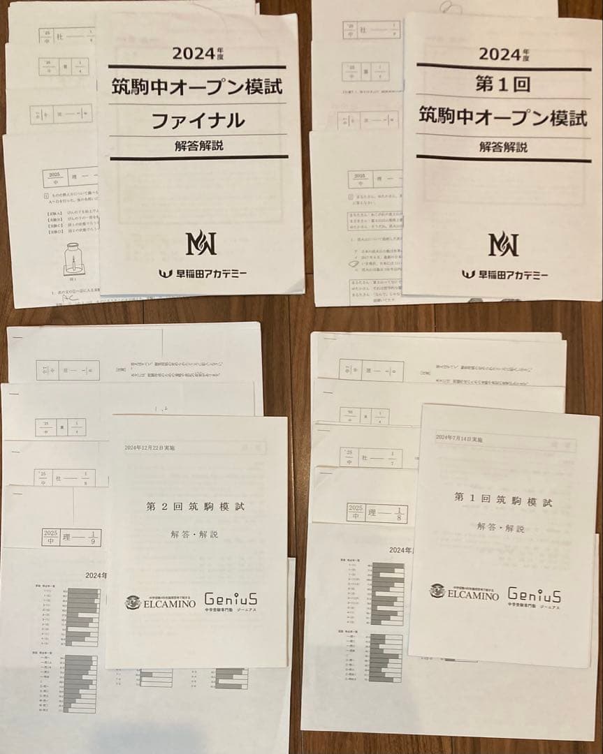 2024 早稲アカ/サピックス/エルカミノジーニアス筑駒模試＋スピカ筑駒力診断