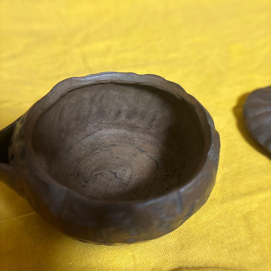 萬古焼　蟹図　漢詩文 急須　細工　古美術