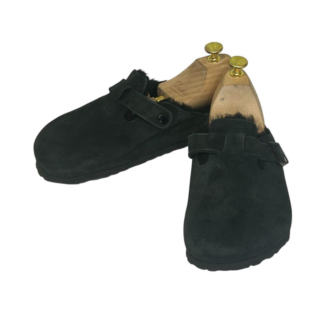 極美品　ビルケンシュトック　ボストンスエード　シアリング　ブラック24.5cm