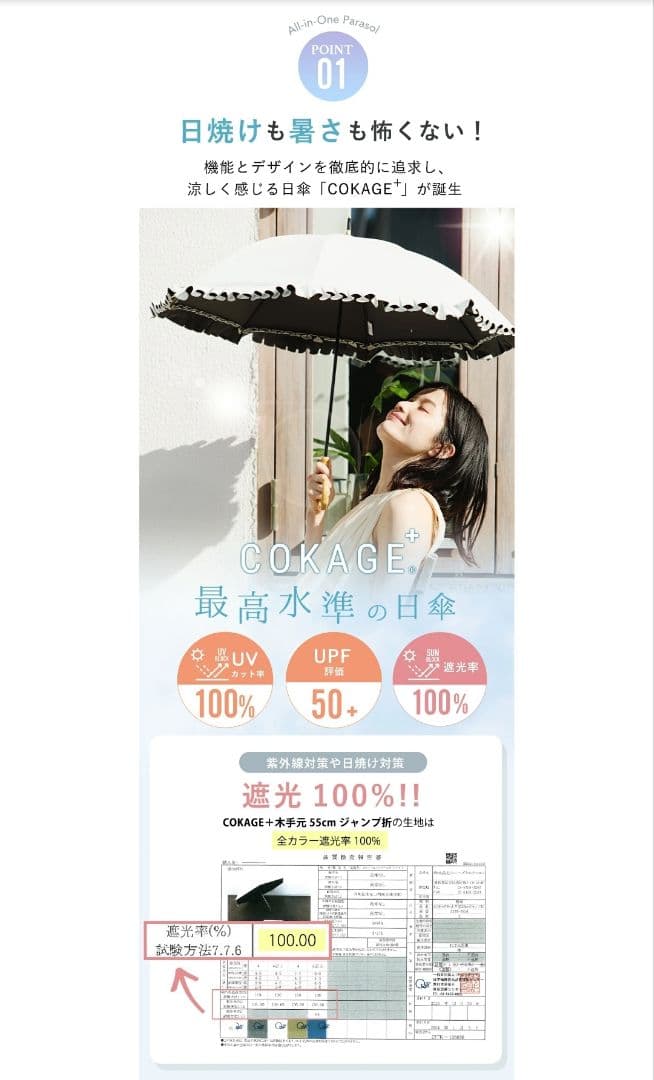 完売品 楽天限定 新品未使用 COKAGE+ フリル日傘 2025年