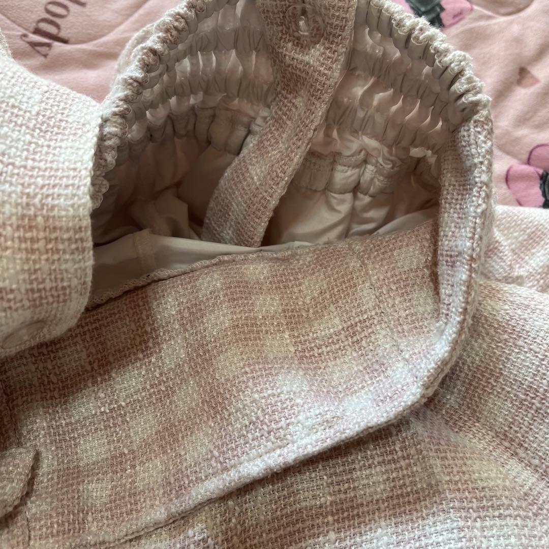 リズリサ ギンガムツイードサスペンダー付きスカパン ピンク LIZLISA