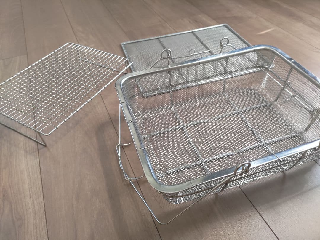 辻和金網　ふたつき干しかご　大　中段網付き　ステンレス