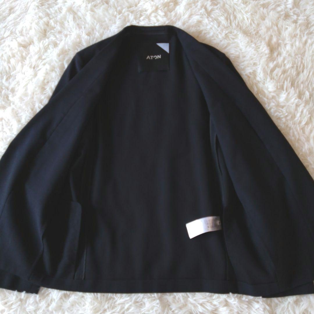 【ATON】エイトン 　ネイビー　　　ノーカラージャケット