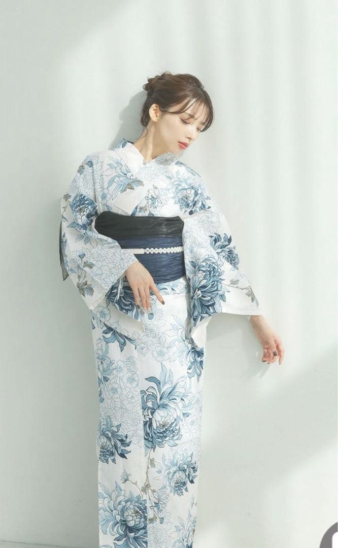 Dita 湊色の乱菊重ね　浴衣　セット　籠バック　帯　下駄