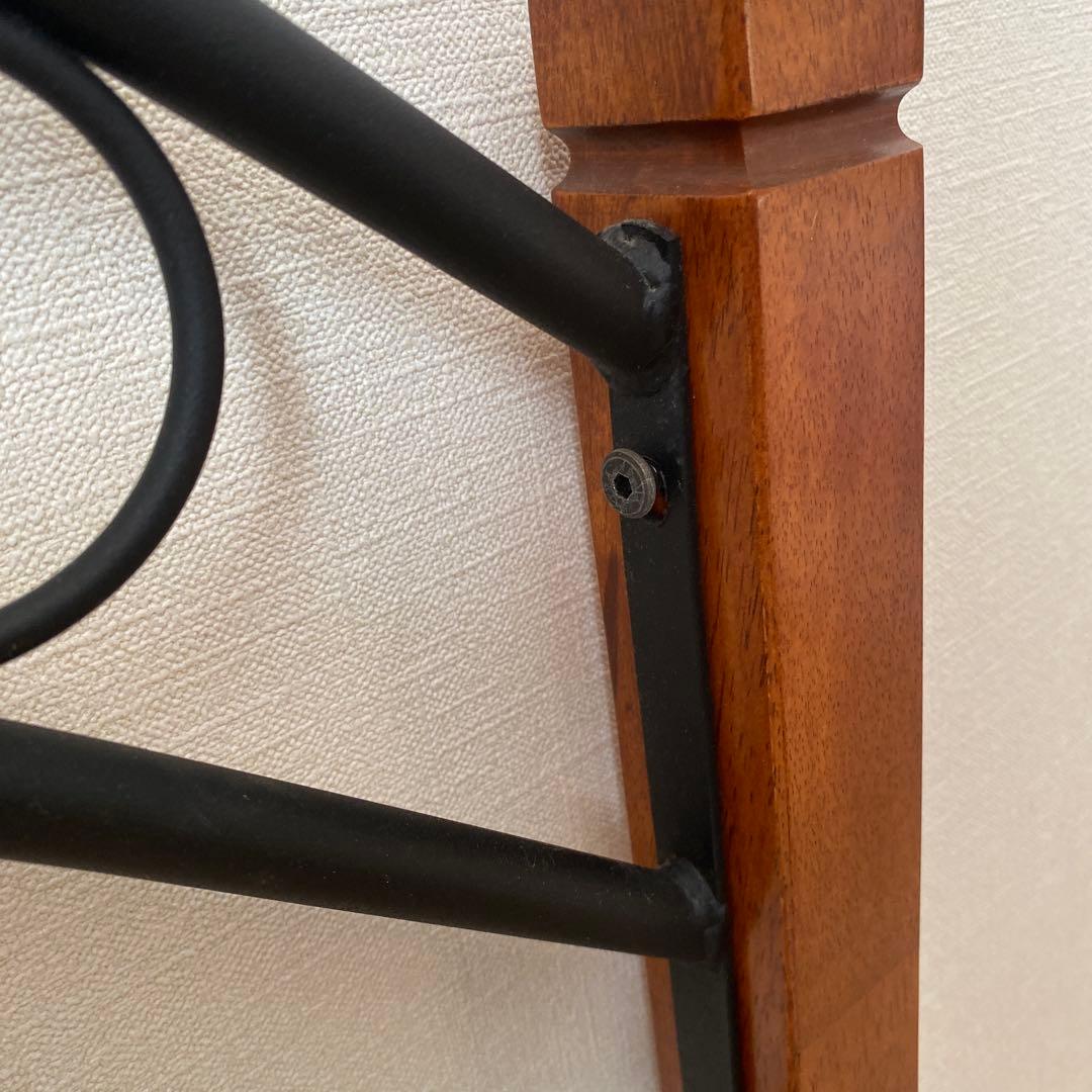 ★美品★アイアン×ウッドシングルベッドフレーム　パイプベッド