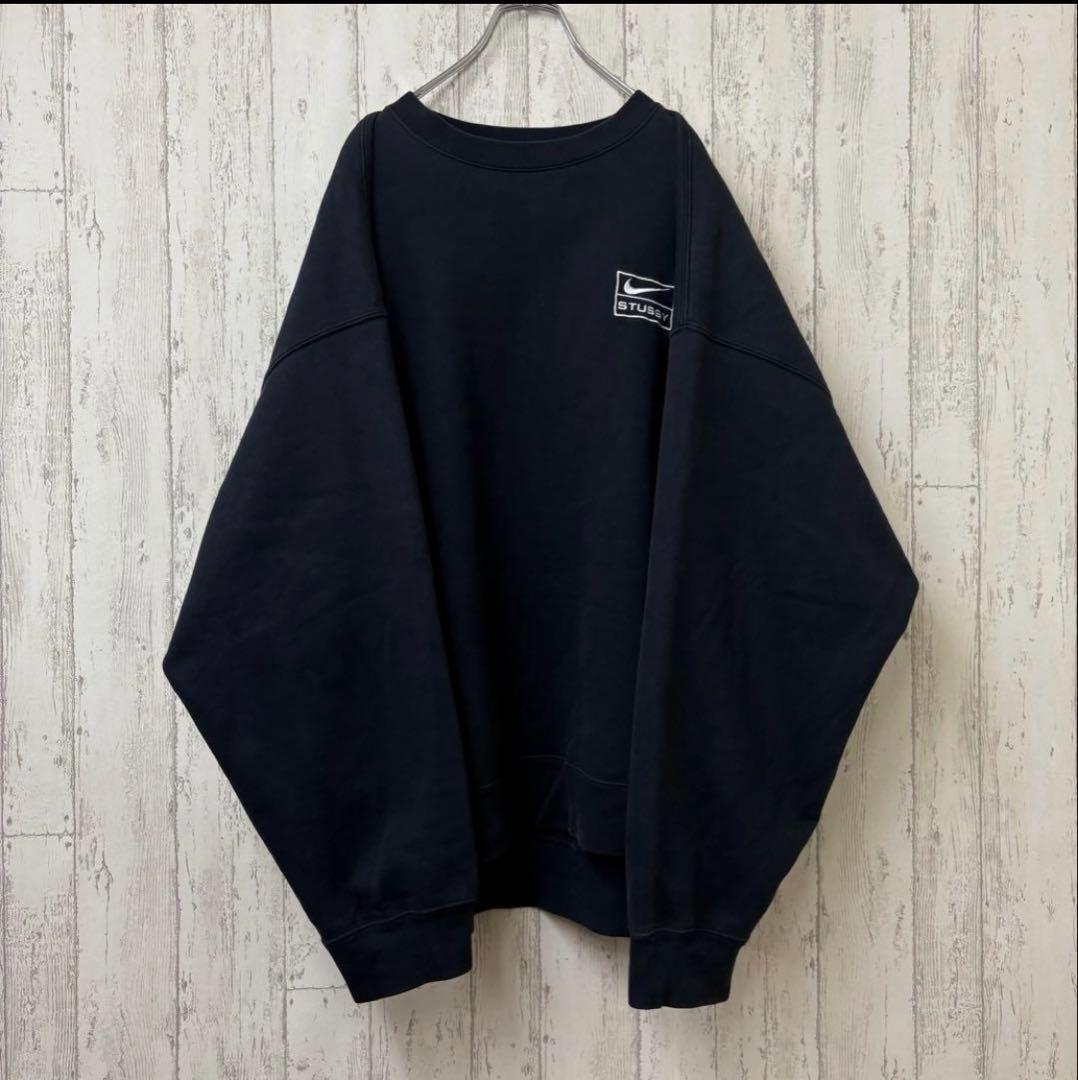 【激レア】NIKE STUSSY スウェット　トレーナー　ステューシー　刺繍　黒