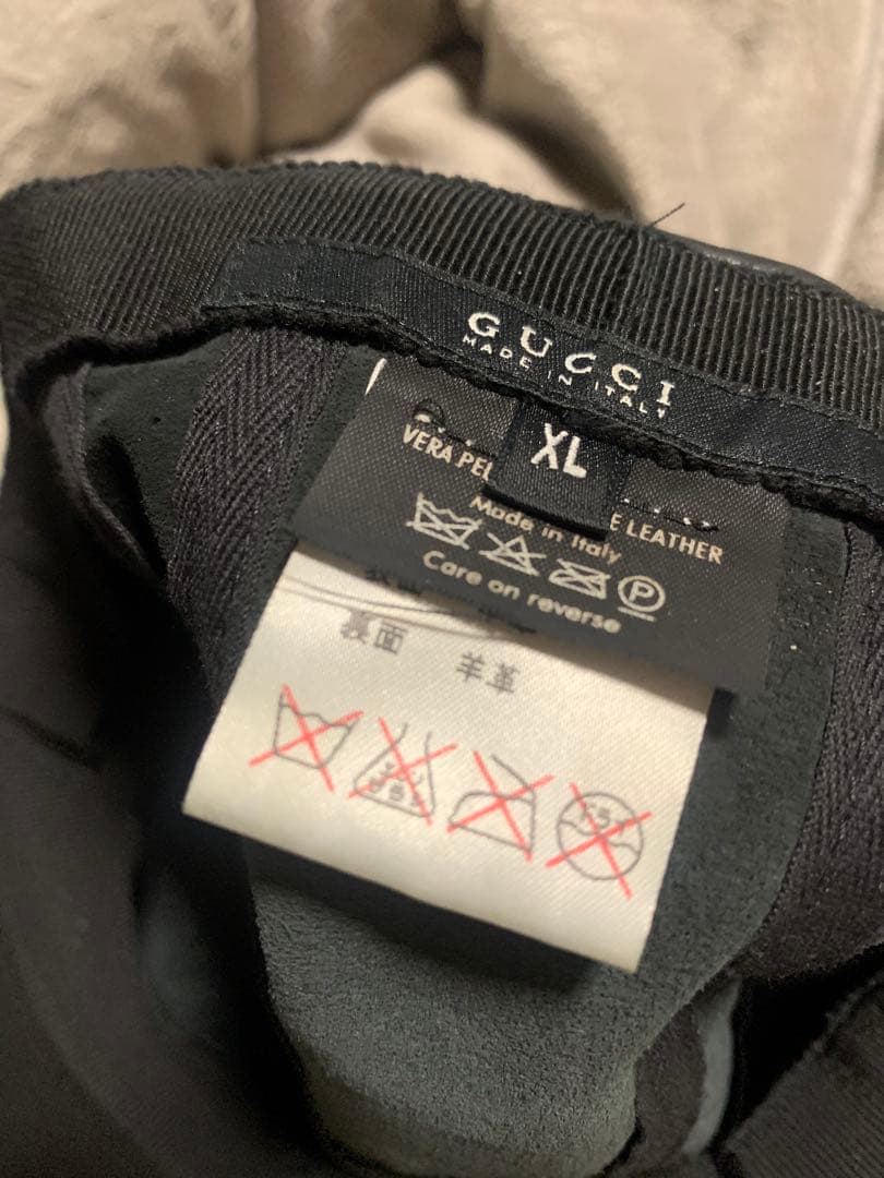 GUCCI レザー ハンチング XL ブラック イタリア製 グッチ 羊革 ラム