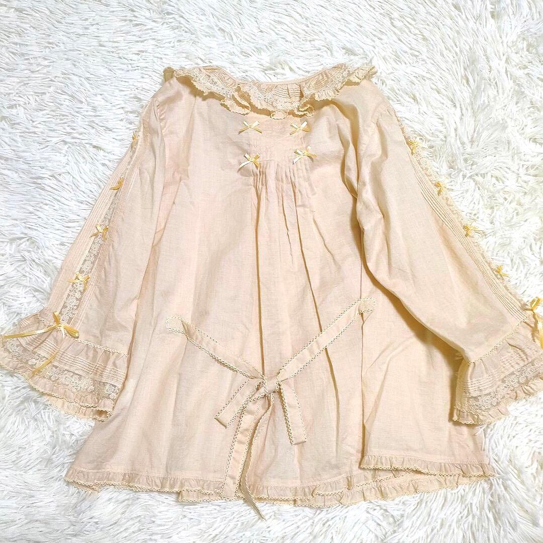 【美品】ピンクハウス 24年 ミニリボンいっぱいブラウス クリームイエロー