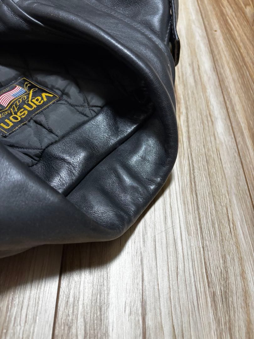 vanson ブラック レザー ライダースジャケット 40 C2