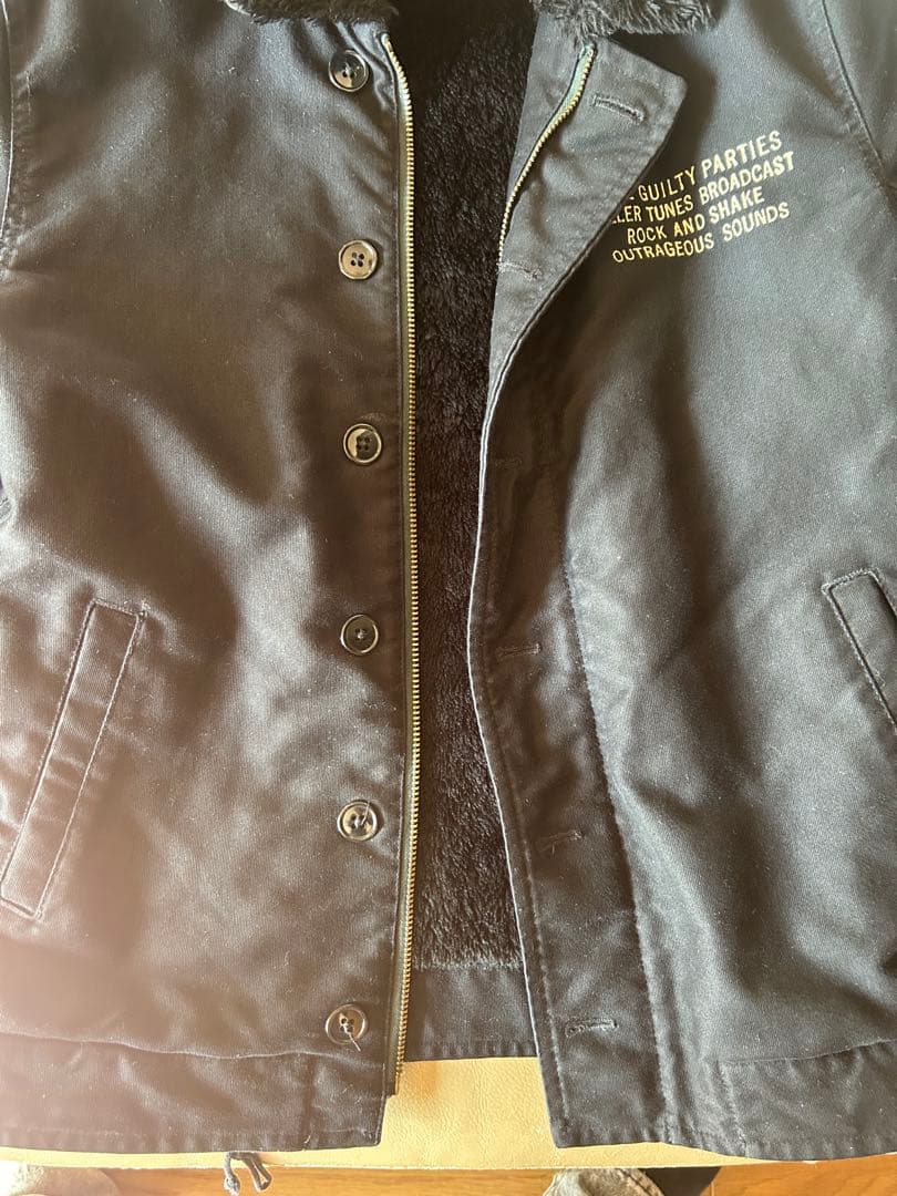 ワコマリア　ブラックミリタリージャケット ボア　ブラック