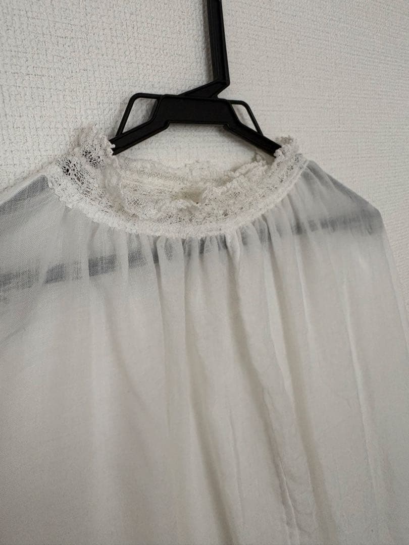 【ピュアルセシン】襟袖レースプチハイネックブラウス