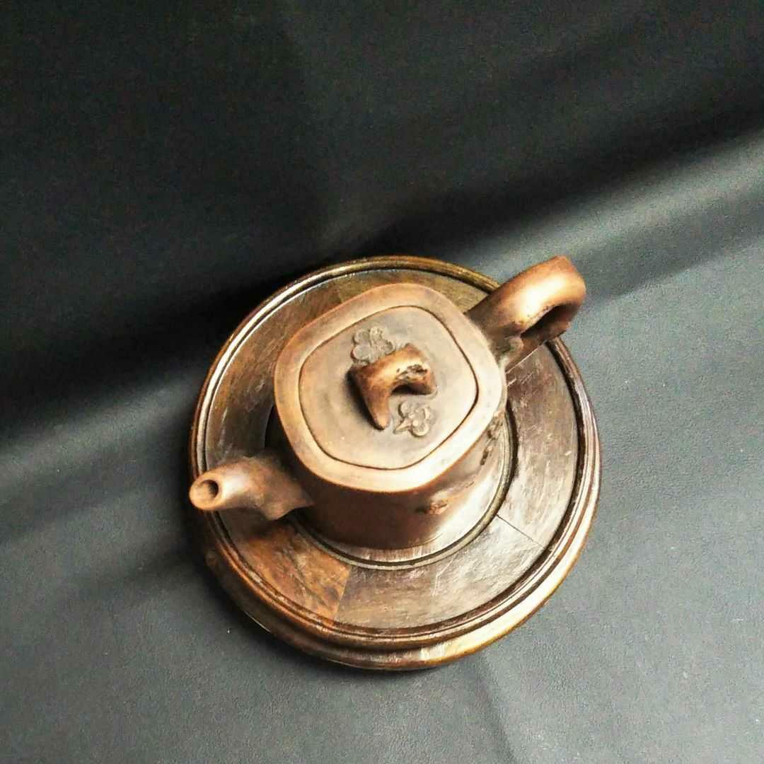 ※中国古美術/朱泥紫砂梅花紋茶壺/(底款:不明)