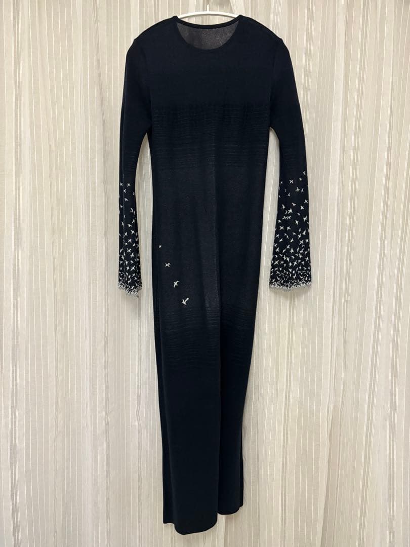 ワンピース crane pattern jacquard knitted dress