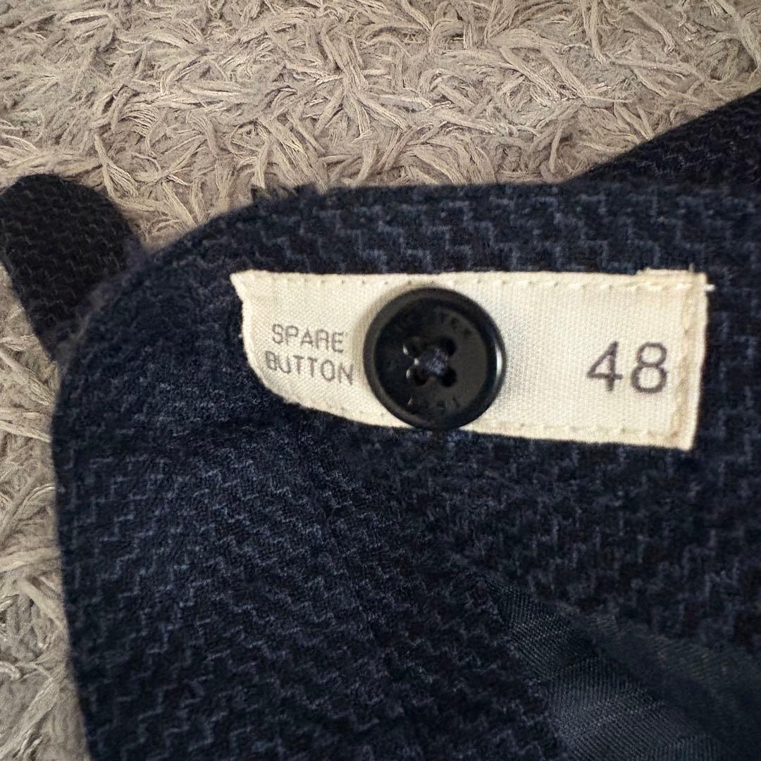 【48サイズ】INCOTEX スラックス カシミヤ混 サイドアジャスター ネイビ