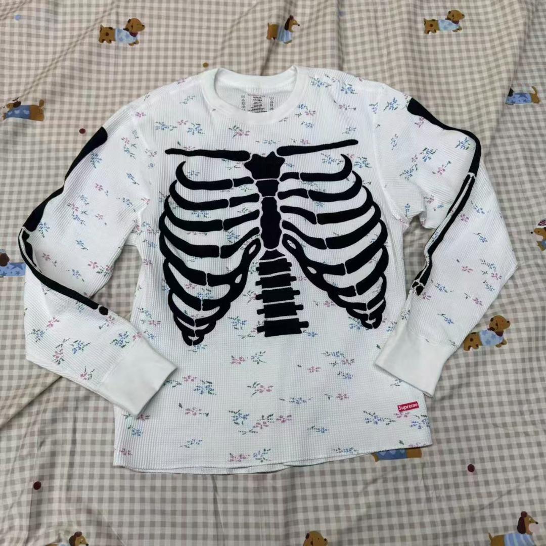 Hanes 骸骨プリント 長袖Tシャツ M