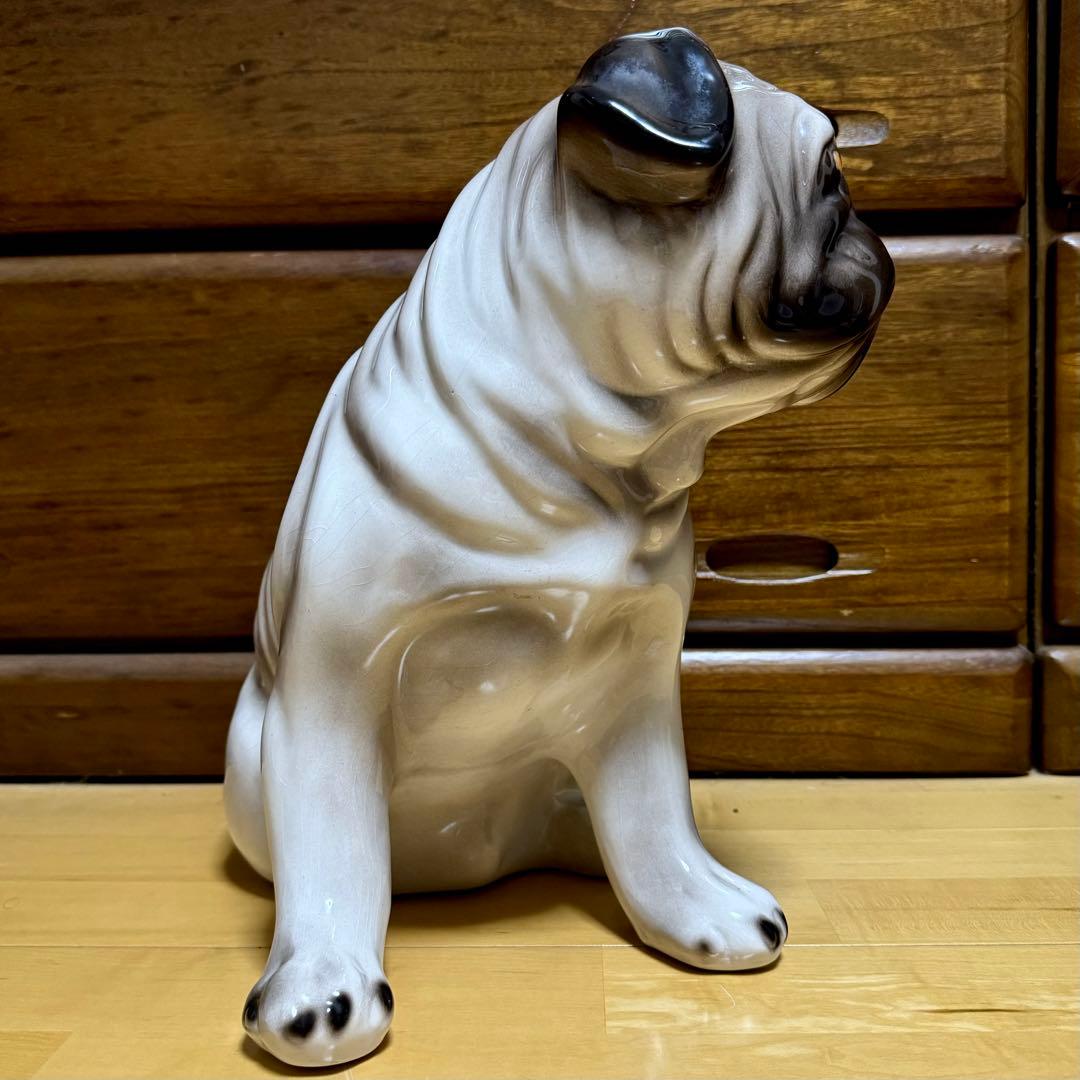 送料無料 大型40cm イタリア製 Demain パグ 陶器製 オブジェ 置物