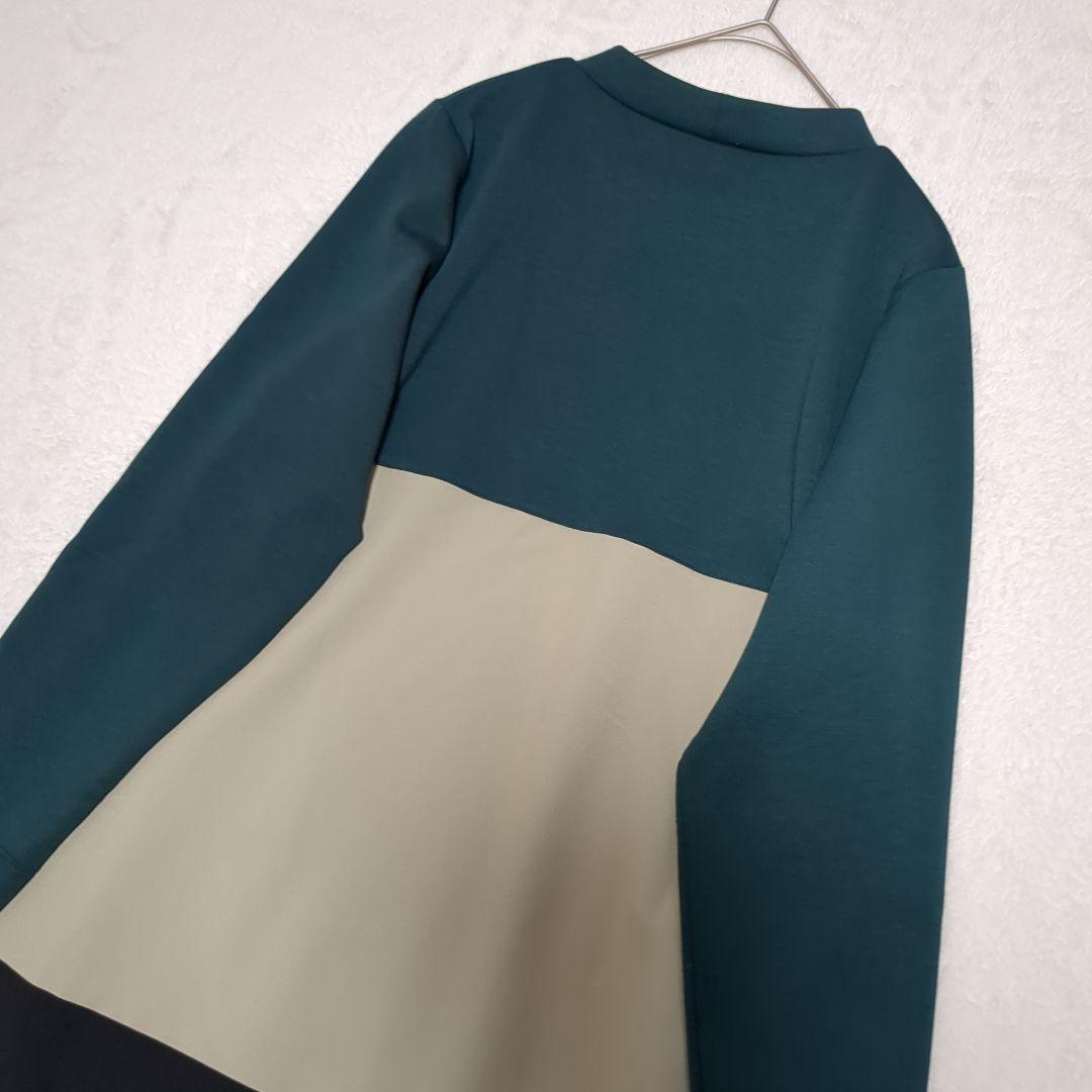 BEARDSLEY ✨洗える 後ろフレアバイカラーワンピース フリーサイズ