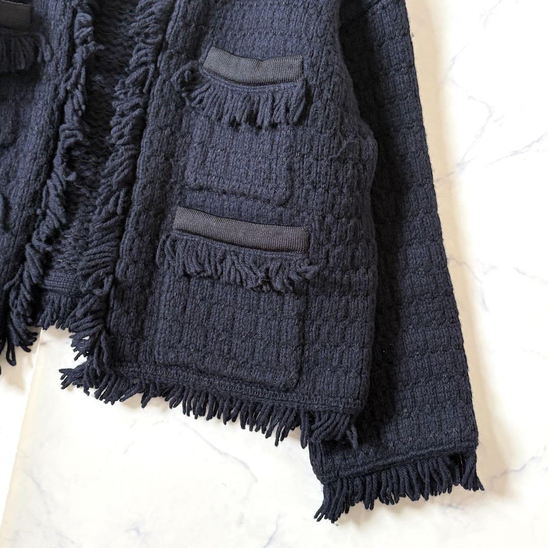 【24AW】Curensology ツイーディフリンジニットカーディガン