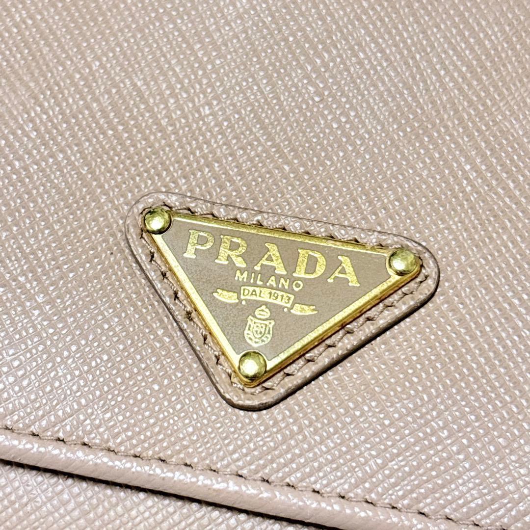 現行/美品✨PRADA サフィアーノレザー 三角ロゴ長財布 ピンクベージュ