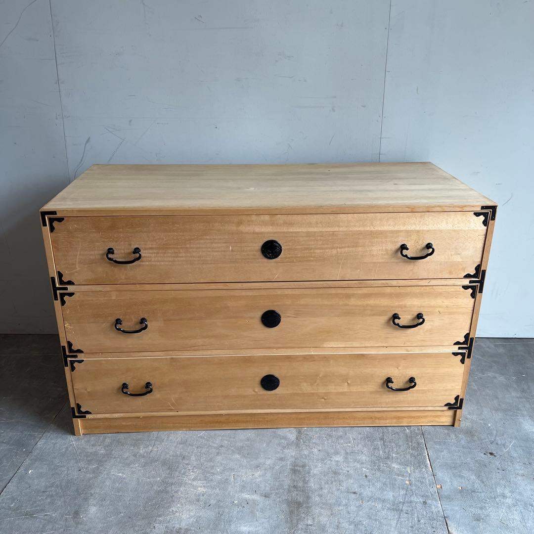 ヴィンテージ 桐箪笥 チェスト テレビ台 ローボード 3段 無塗装 昭和レトロ