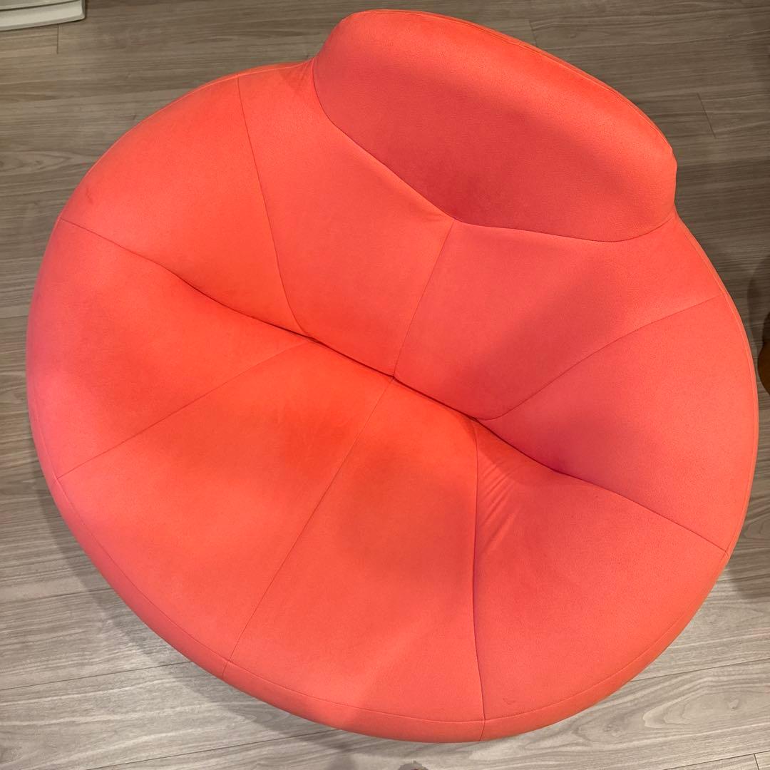 オレンジ ラウンド型 1人掛けソファ