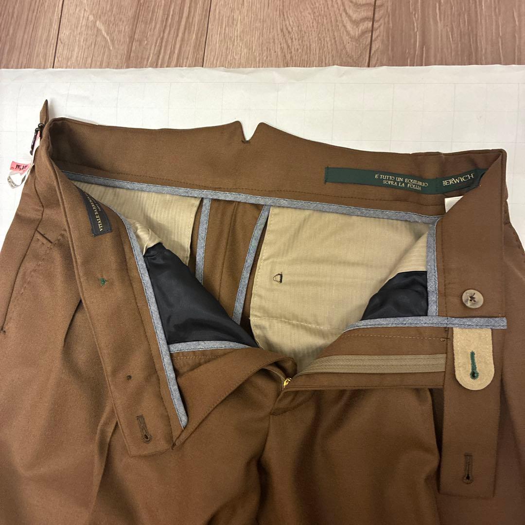 BERWICH scotch 2プリーツ ウール スラックス 46 濃ベージュ
