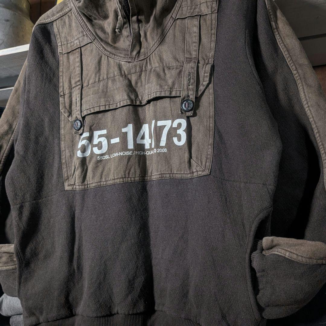 00s　DIESEL　ミリタリー　ハーフジップ　パーカー　切り替え　ブラウン