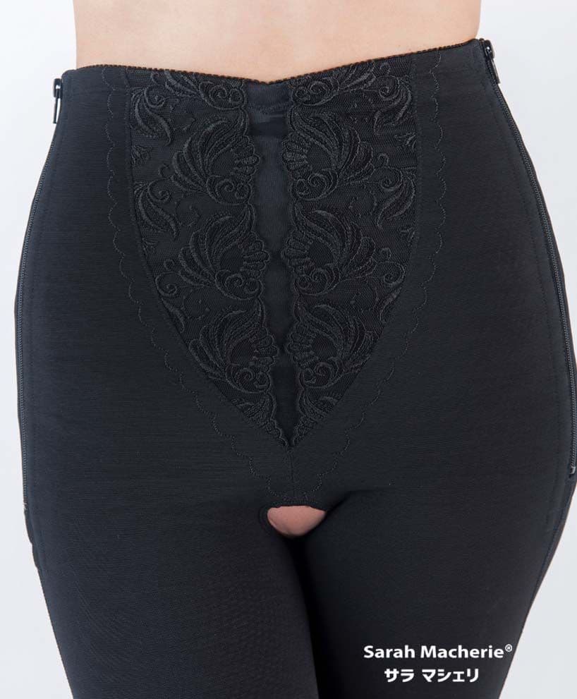 サイドファスナー付オープンクロッチ アンクルロングガードル(足首丈) Mサイズ