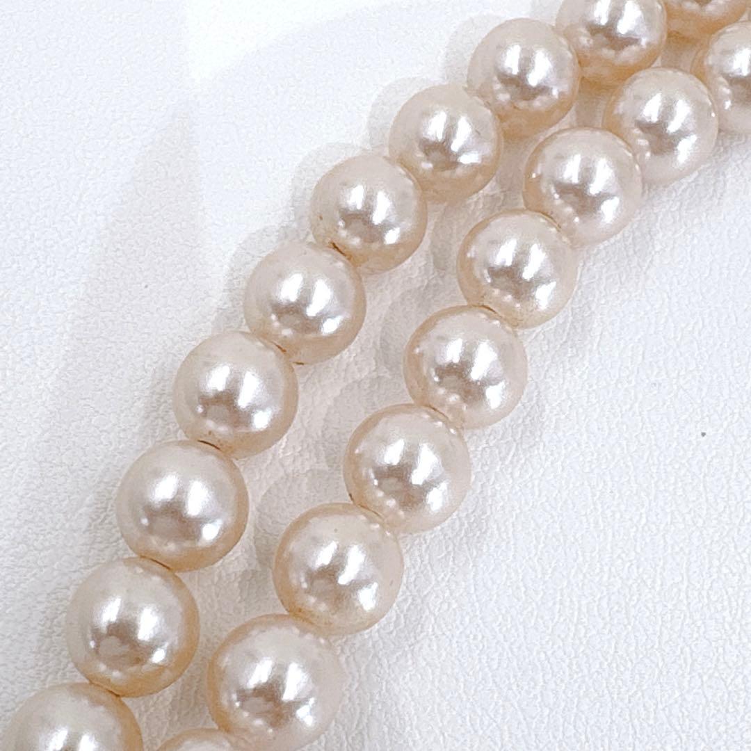 にしやん アコヤ 本真珠 パール 2連 1点物 ベージュ ネックレス