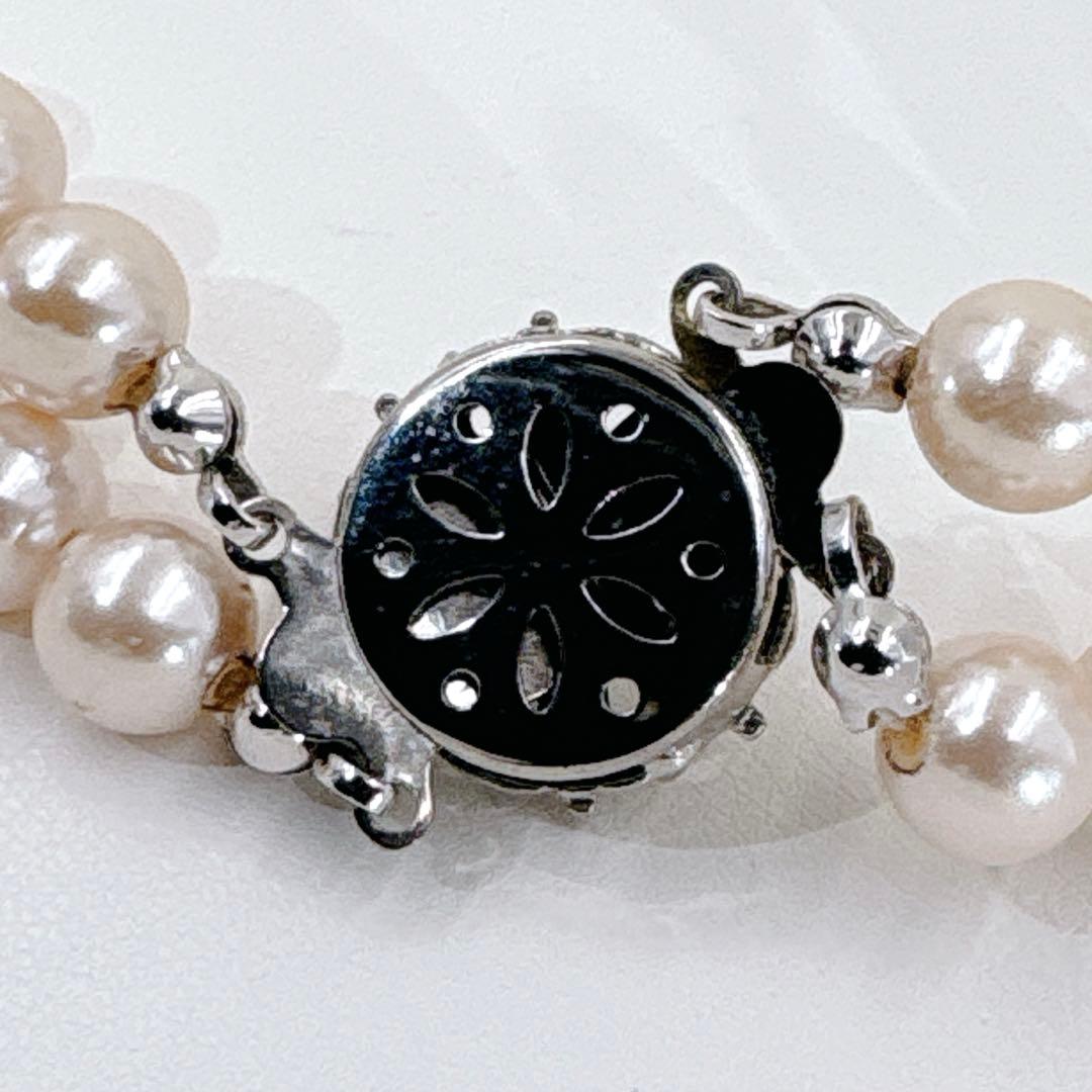 にしやん アコヤ 本真珠 パール 2連 1点物 ベージュ ネックレス