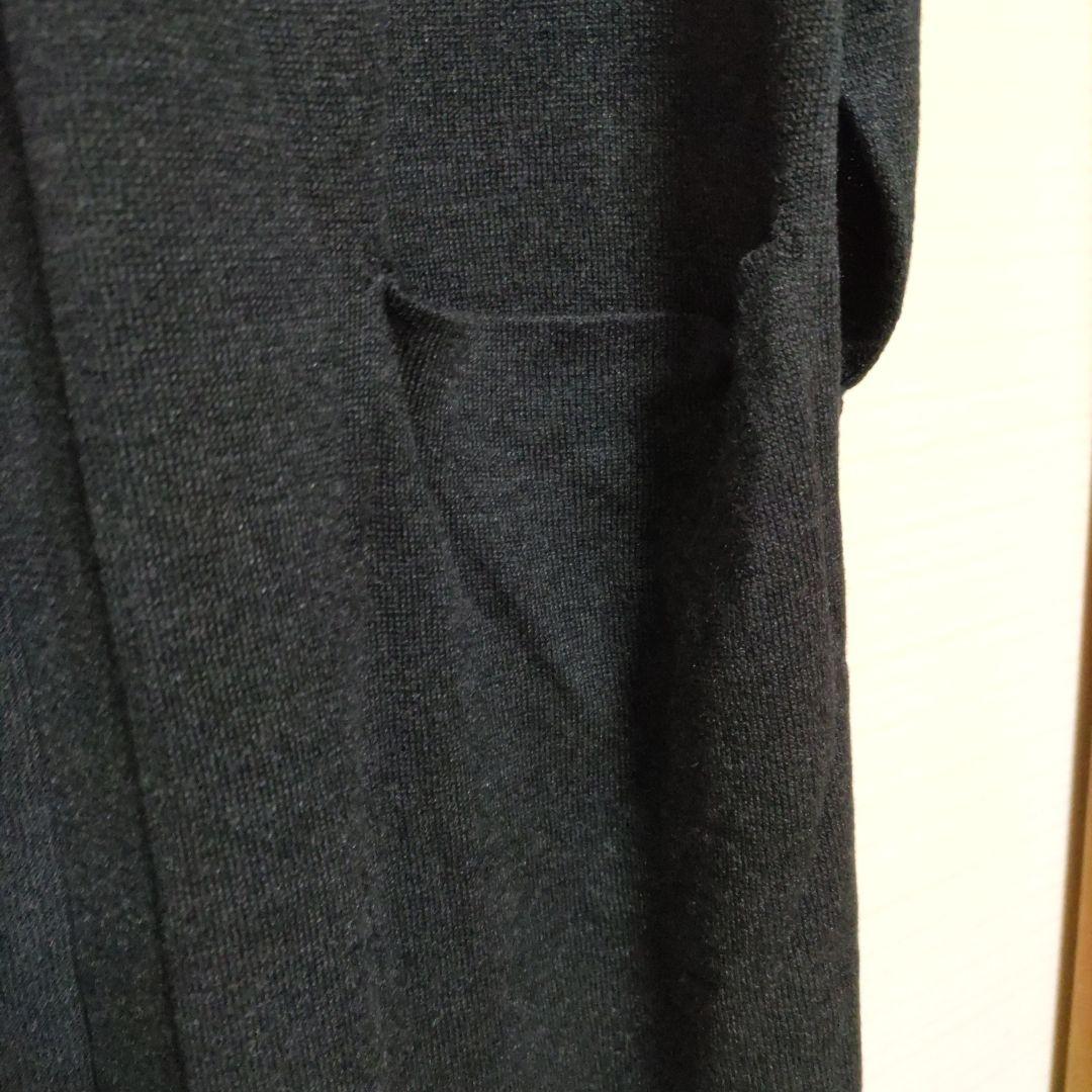 【未使用】ドレスハーセルフ　ロングカーディガン　シルク　チャコールグレー　M〜L