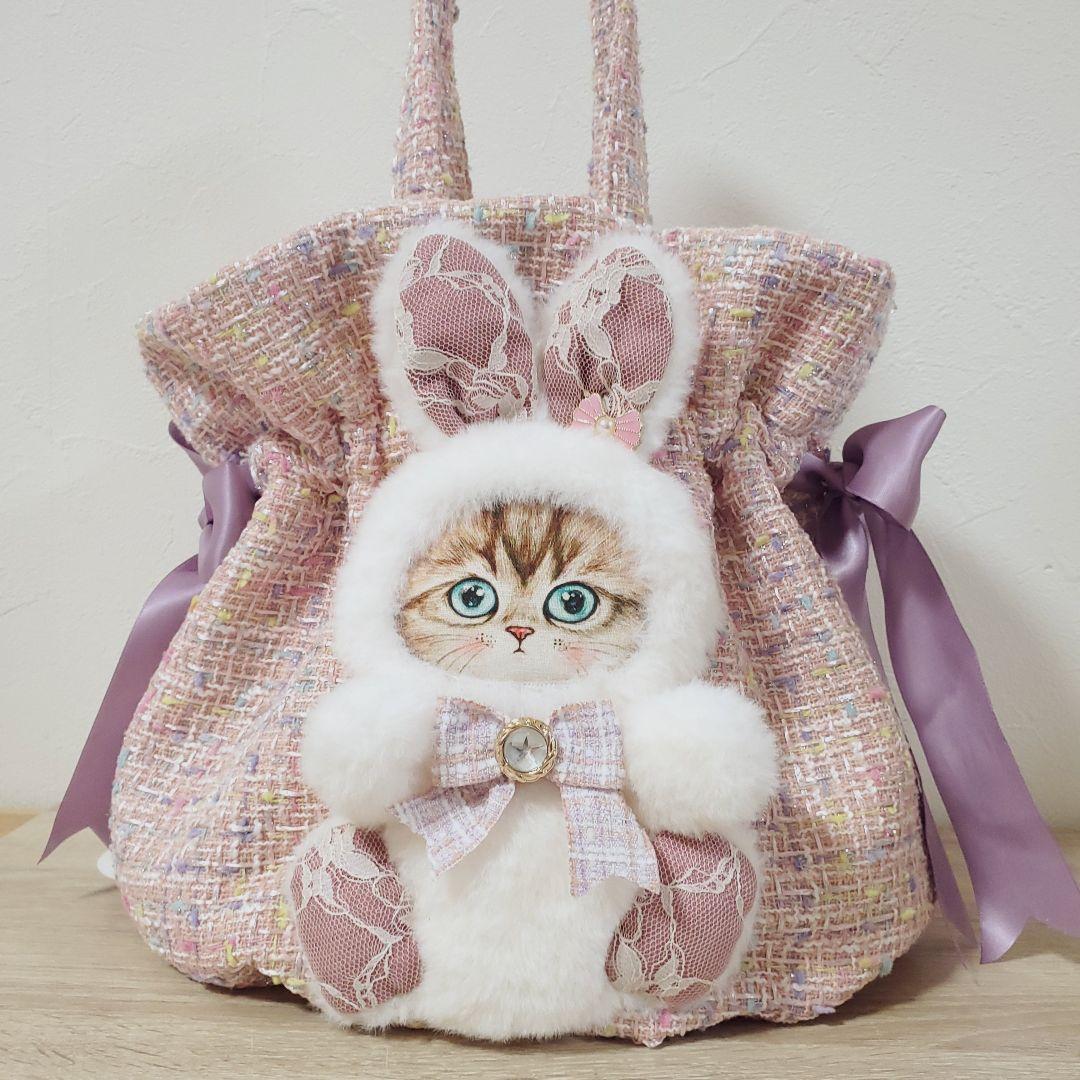 ね*】様 ハンドメイド 丸底巾着 バッグ コヤンイサムチョン ねこ