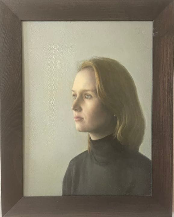 油絵。38cm x 30cm。特注額縁付き。