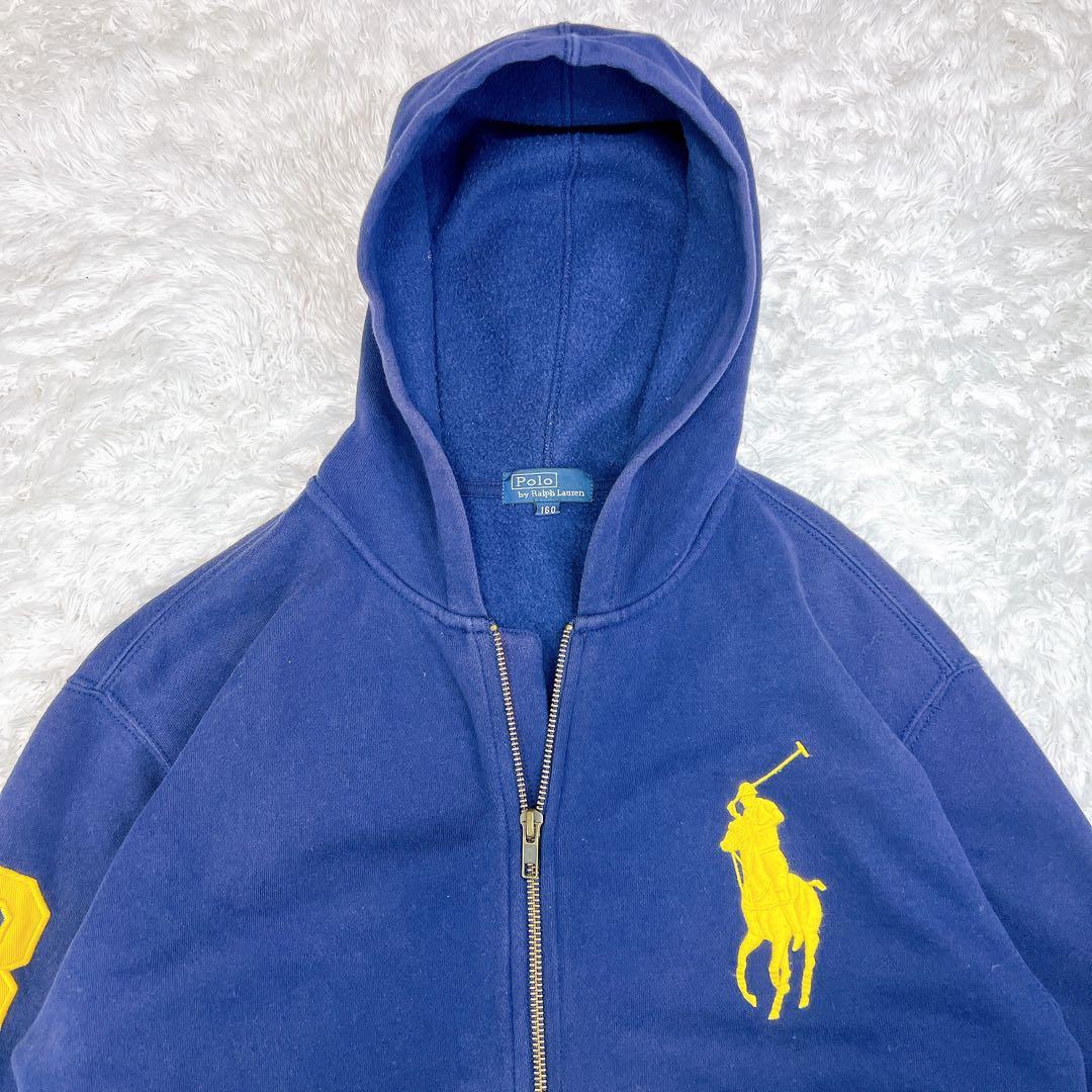 ポロバイラルフローレン ジップアップパーカー ビッグポニー刺繍 ネイビー