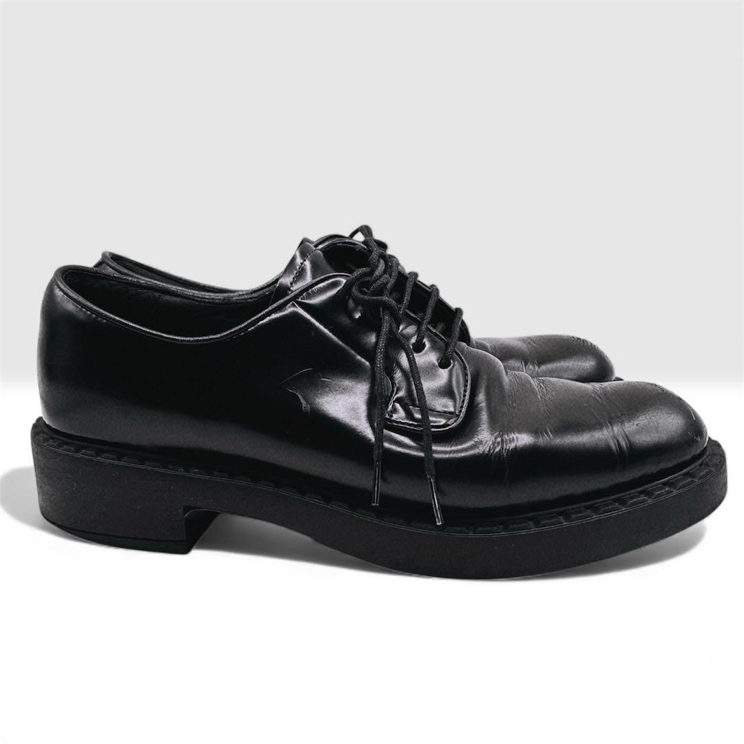 と*ぃ様 PRADA DNC713プレーン トゥ レザー ドレスシューズ 38