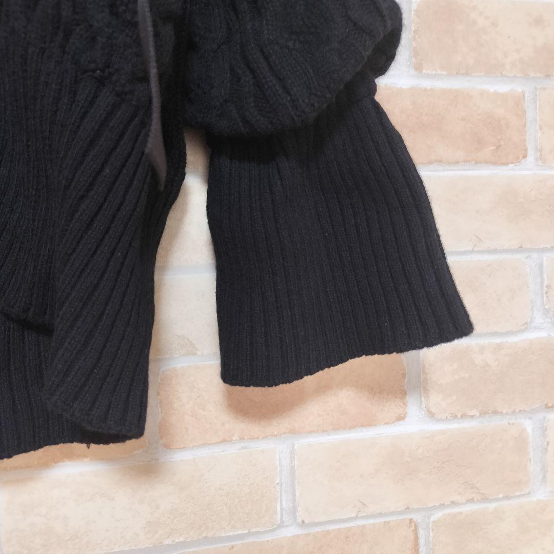 【美品】 sacai ケーブル編みベルト付カーディガン ブラック サカイ ウール