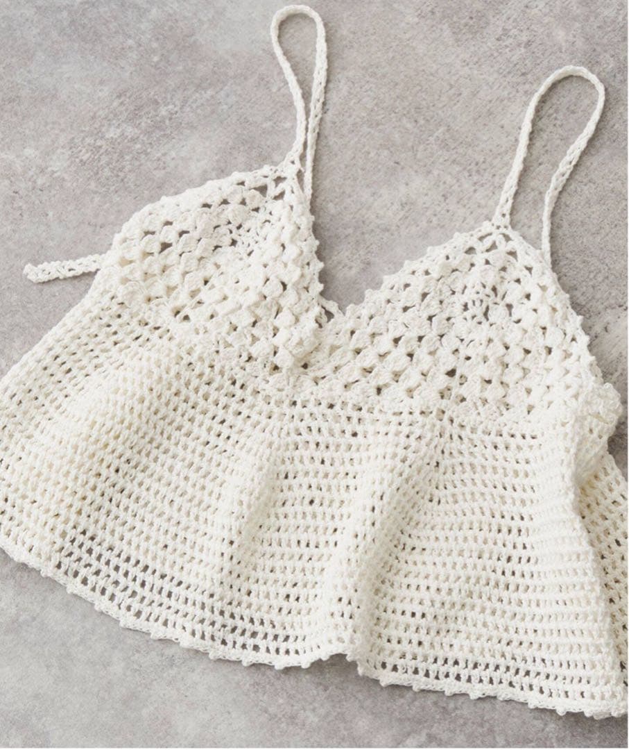 ホワイト かぎ編み キャミソール