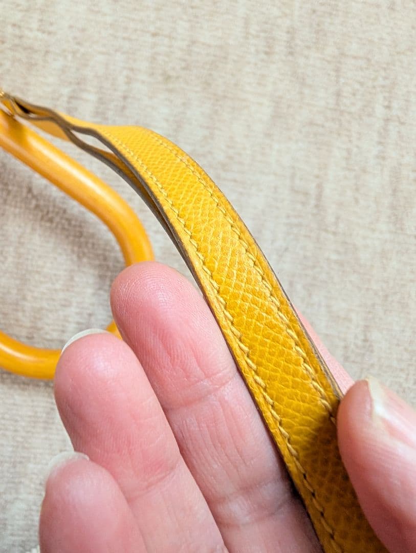 エルメス　傘　長傘　イエロー　レザーストラップ　　希少　ヴィンテージ　コットン混