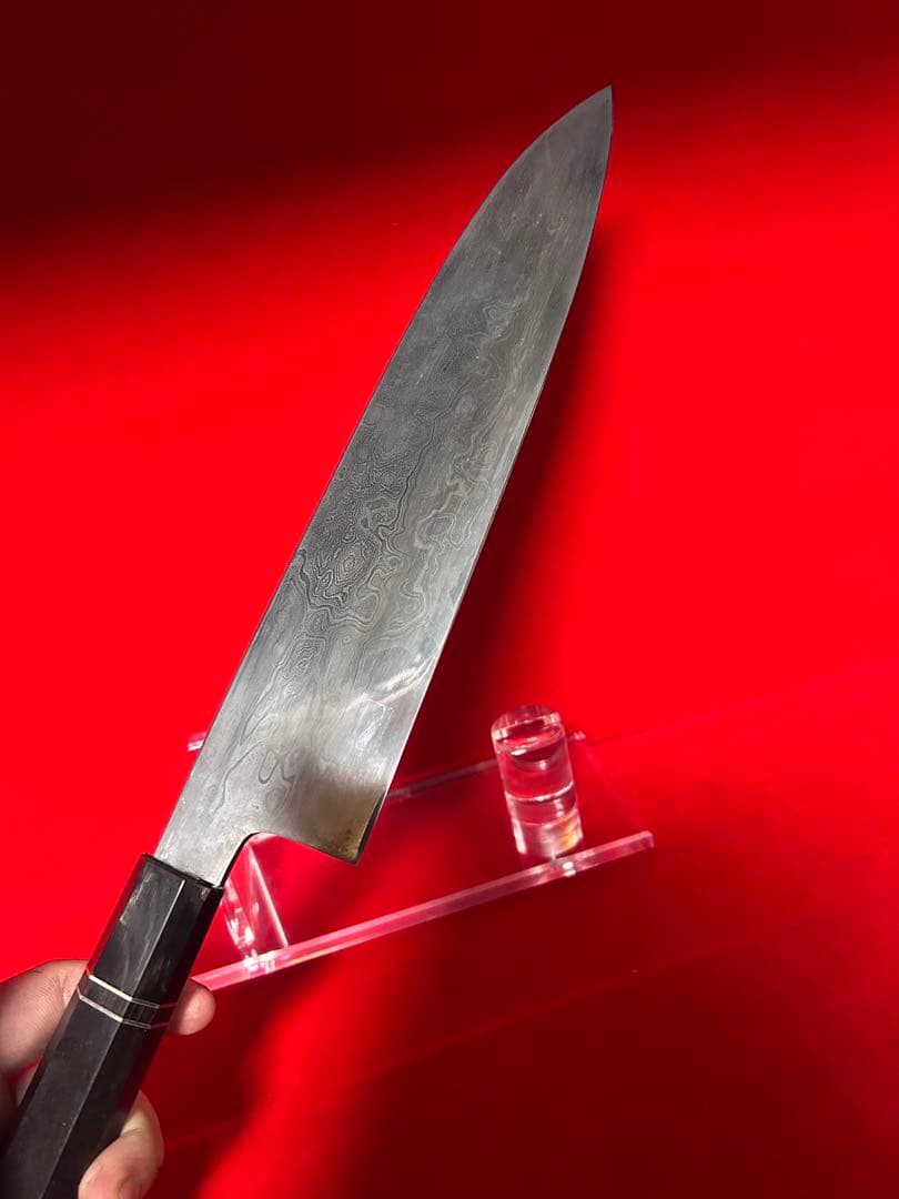 01555 包丁　和牛刀　折り返し鍛錬　六回鍛　墨流　雲流　箱付　未使用品