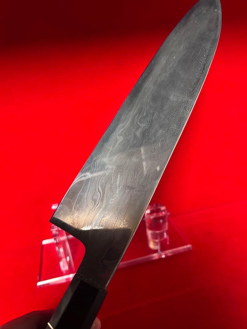 01555 包丁　和牛刀　折り返し鍛錬　六回鍛　墨流　雲流　箱付　未使用品