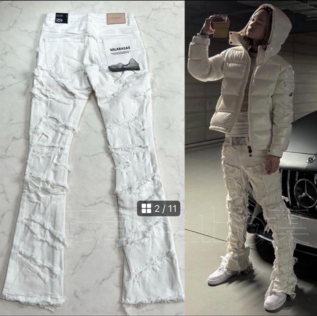 valabasas フレアダメージデニムパンツ