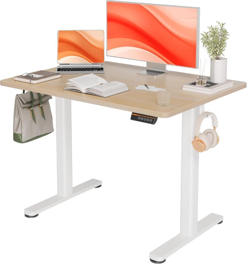 （値下中）電動昇降デスク ナチュラル/ホワイト100x60cm Claiks