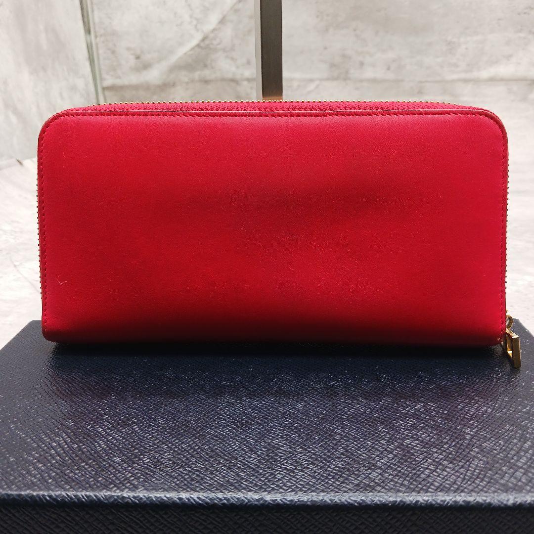 美品✨ ロエベ アナグラム ラウンドファスナー デカロゴ レザー 長財布 レッド