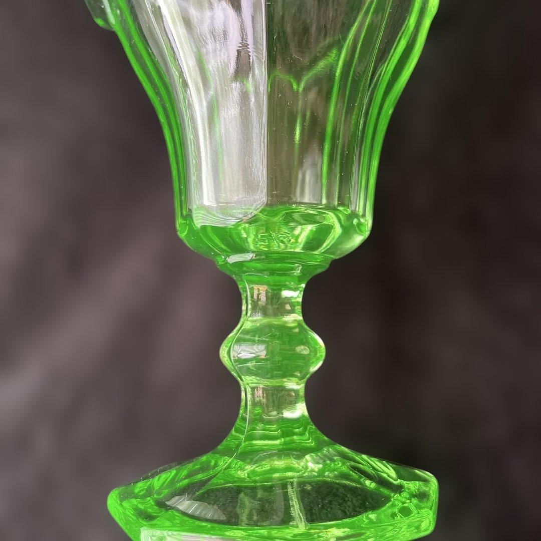 『ヴィンテージ、レア』ウランガラス製　ゴブレット、パフェ、サンデー