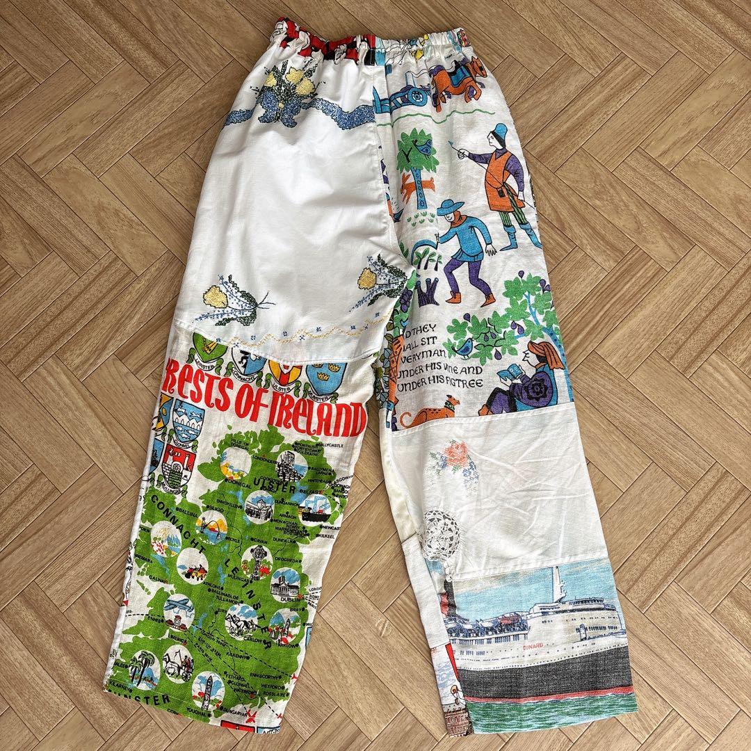 刺繍 ヴィンテージクロス リメイクパンツ 一点物