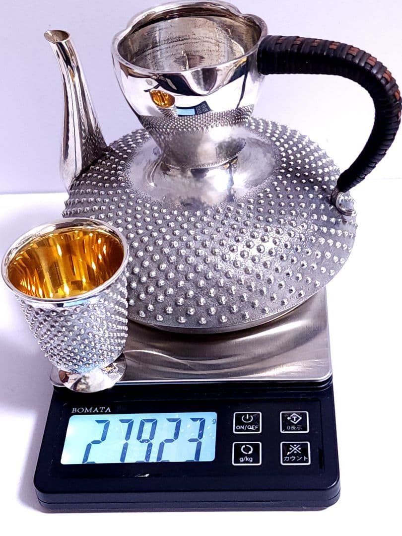 銀製　酒器セット 酒注と猪口 総重量：約279.23g